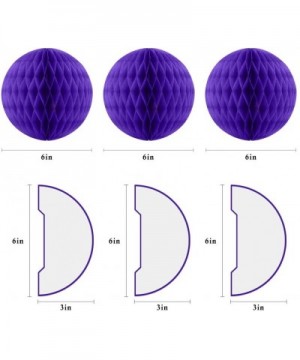 6in Purple Paper Honeycomb Tissue Balls for Party Decoration(3pcs PURPLE honneycombs 15cm) - 3pcs PURPLE honneycombs 15cm - C...