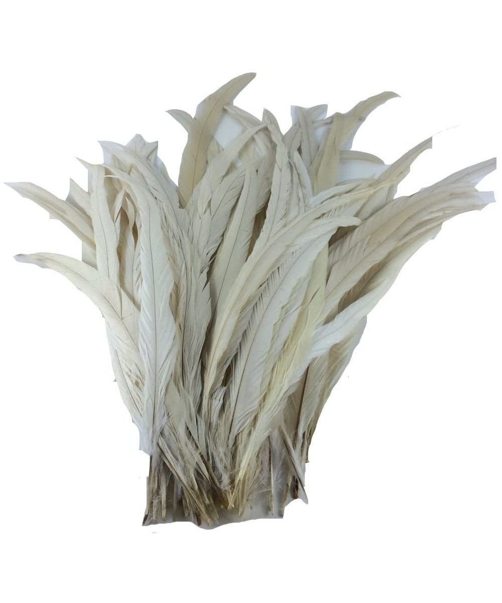 Natural Bleached Dyed 30-35cm Rooster Tail Feather Hats Clothes Costume Decoration Pack of 20 (Cream) - Cream - CB18CSOO0M6 $...