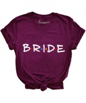 Bride Shirts Bachelorette Party Tee Bridesmaid Gifts Bridal Wedding Party Outfit - Womens V Neck - Raspberry - CV190OZ3GEK $2...