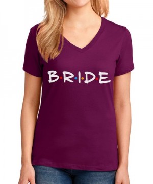 Bride Shirts Bachelorette Party Tee Bridesmaid Gifts Bridal Wedding Party Outfit - Womens V Neck - Raspberry - CV190OZ3GEK $2...