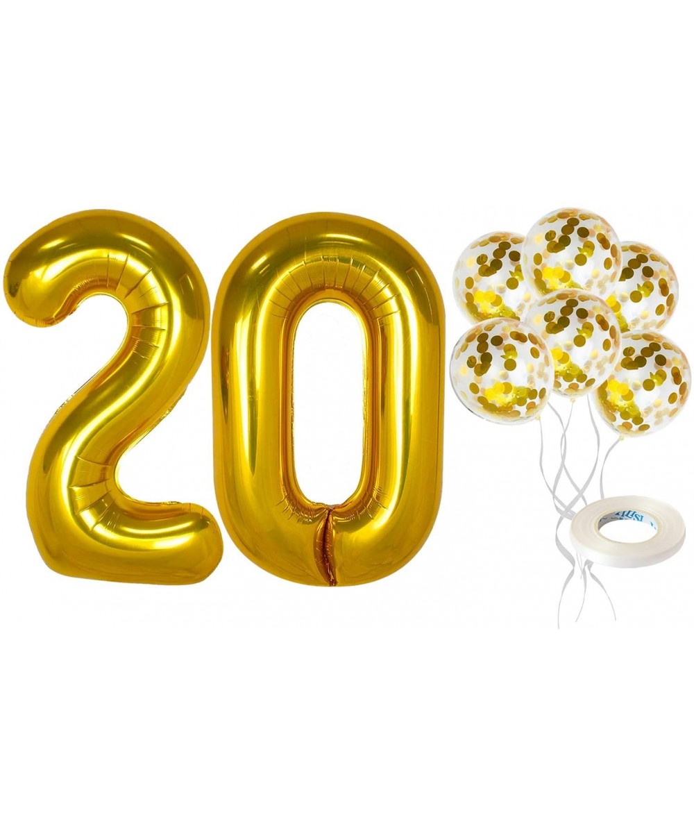 Number 20 Balloons Gold for 20th birthday - Large- 40 Inch - Gold Confetti Latex Balloons - 20th Birthday Balloons for Birthd...