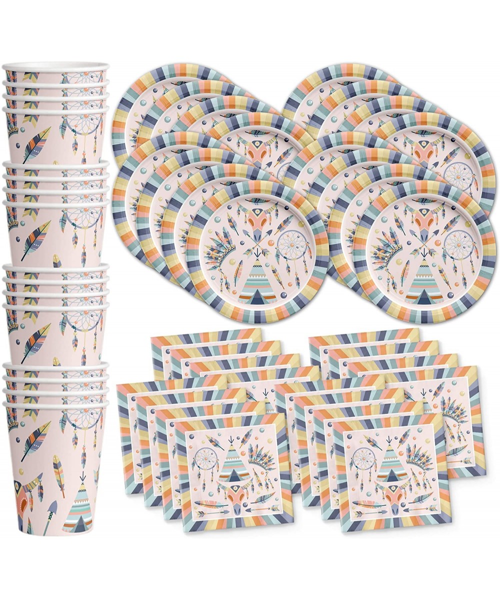 Tribal Boho Birthday Party Supplies Set Plates Napkins Cups Tableware Kit for 16 - CT18E9ON3W2 $13.18 Party Packs