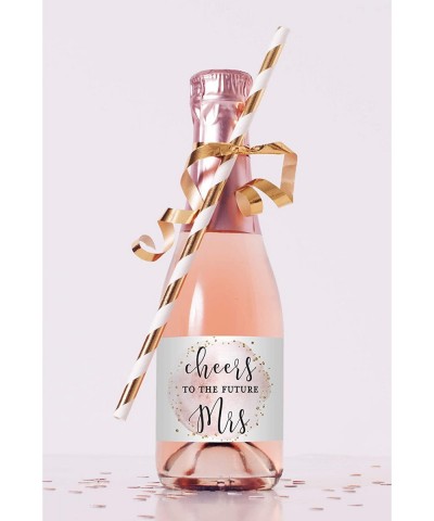 Peach Floral Bridesmaid Proposal Mini Champagne Bottle Labels - Set of 12 - C318OQU6CWL $11.91 Favors