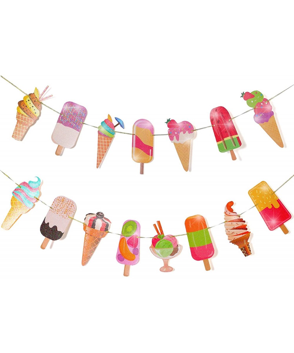 Ice Cream Party Decoration-2 Pack Ice Cream Banner Popsicle Garland for Kid's Ice Cream Theme Birthday Party Summer Pool Beac...