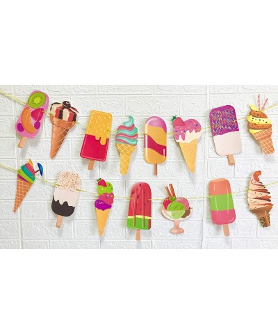 Ice Cream Party Decoration-2 Pack Ice Cream Banner Popsicle Garland for Kid's Ice Cream Theme Birthday Party Summer Pool Beac...