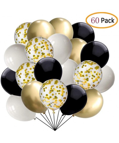 60 black and gold multicolored balloons 30.48 cm white pearls and gold metal party balloons for holiday birthday party decora...