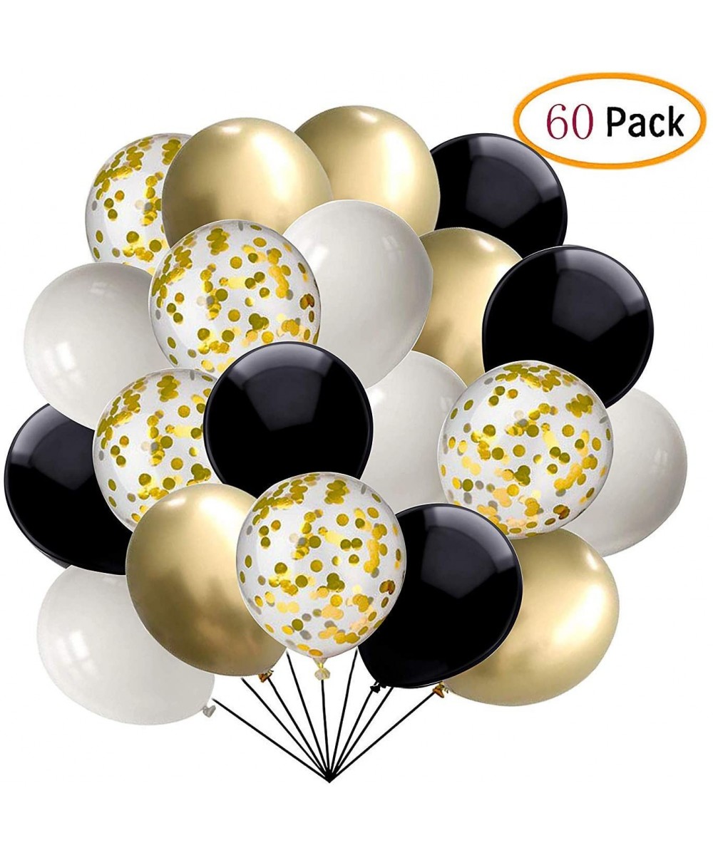 60 black and gold multicolored balloons 30.48 cm white pearls and gold metal party balloons for holiday birthday party decora...