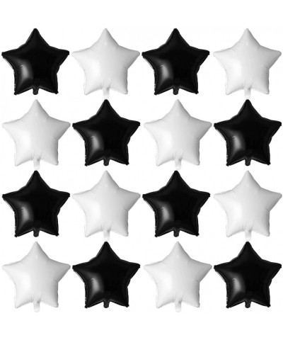 18" White and Black Star Shaped Foil Balloons Mylar Helium Balloons for Birthday Party Wedding Graduation Party Supplies Blac...