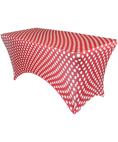 8 ft Rectangular Fitted Spandex Tablecloths Patio Table Cover Stretchable Tablecloth - Red Polka Dot - Red Polka Dots - CP19I...