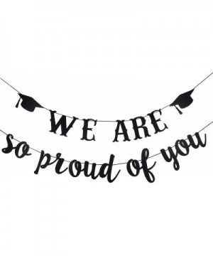 Black Glittery We Are So Proud Of You Banner- 2020 Graduation Party Decorations-Class of 2020 Graduation Decor High School Gr...