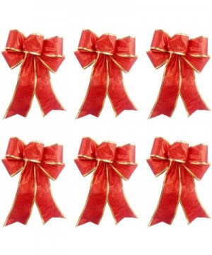 Red Glitter Christmas Ribbon Bow Tree Wreath Decorations Windows Gifts Hanging Ornaments- 6 pcs (Red) - Red - CG1944X0Z0R $7....