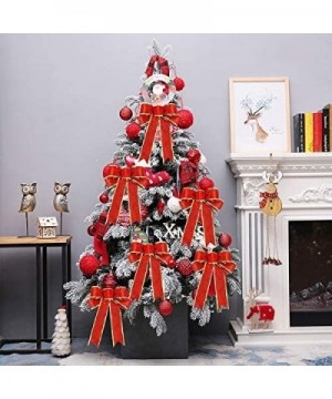 Red Glitter Christmas Ribbon Bow Tree Wreath Decorations Windows Gifts Hanging Ornaments- 6 pcs (Red) - Red - CG1944X0Z0R $7....