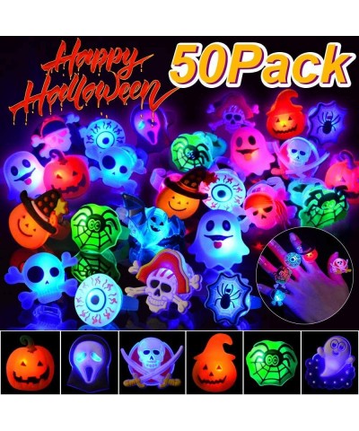 50Pc Halloween Party Favors LED Flash Rings Halloween Gifts for Kids and Adults Halloween Treats Non Candy Gift Bag Fillers G...