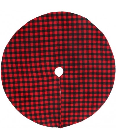 Buffalo Plaid Cotton 48" Tree Skirt- Red and Blcak Check Traditional Christmas Holiday Décor- Farmhouse Ornaments - C018AIZ3T...