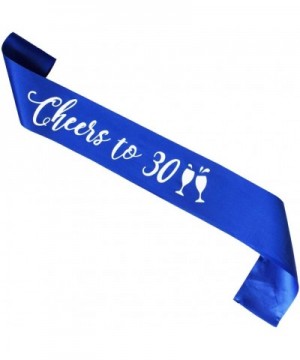 Blue Cheers to 30 Years Birthday sash- Men or Woman 30th Birthday Gifts Party Supplies- Royal Blue Party Decorations - CH18TM...