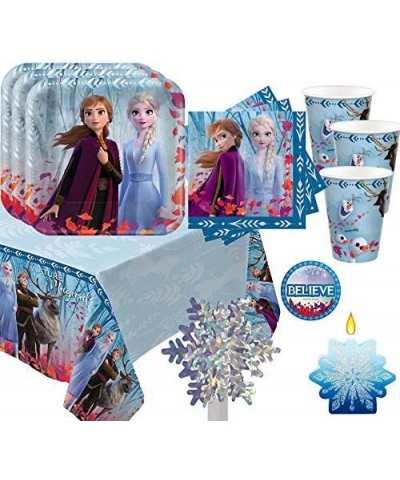 Frozen 2 Birthday Party Essentials Supplies Pack For 16 Frozen 2 Plates- Napkins- Cups- Tablecover- Birthday Candle- Snowflak...