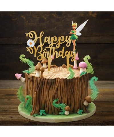 Gold Acrylic Tinkerbell Happy Birthday Cake Topper Fairy Theme Birthday Party Decoration Suppliers - CQ199X9GU7W $7.93 Cake &...