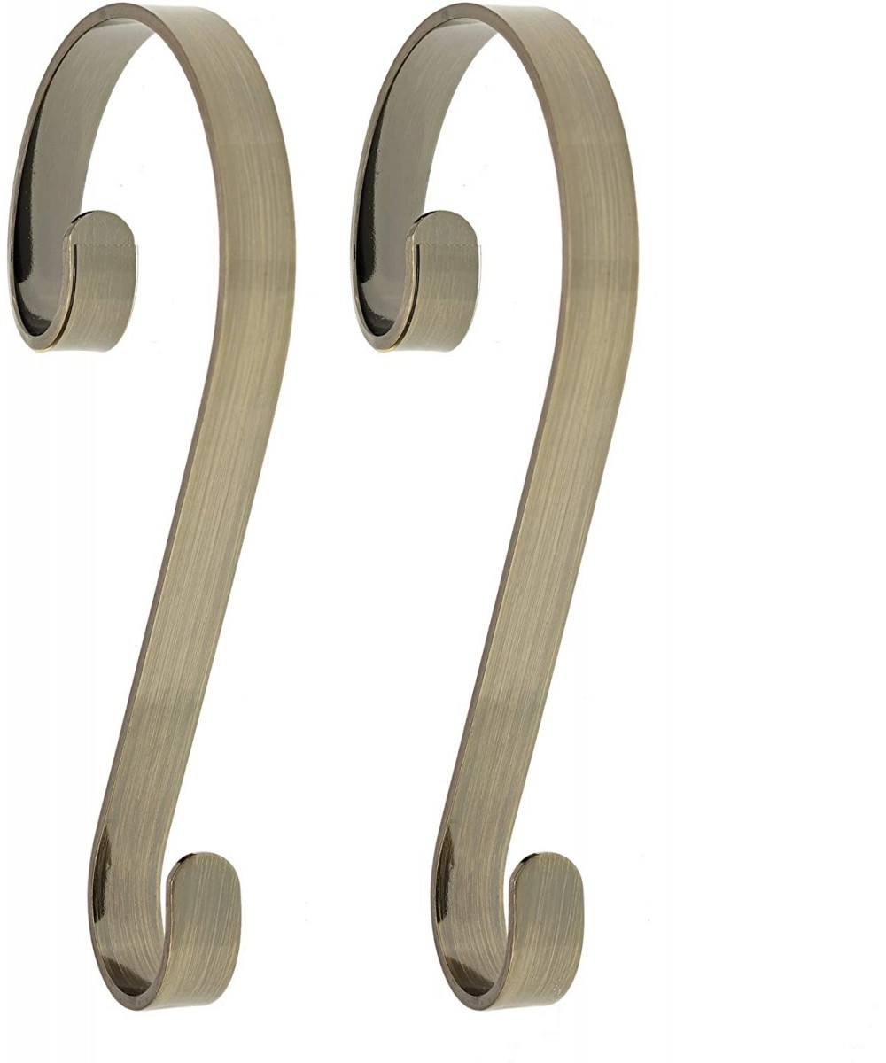 Stocking Scrolls Stocking Hanger- 2 Pack (Antique Brass) - CY115X9URVR $10.95 Stockings & Holders