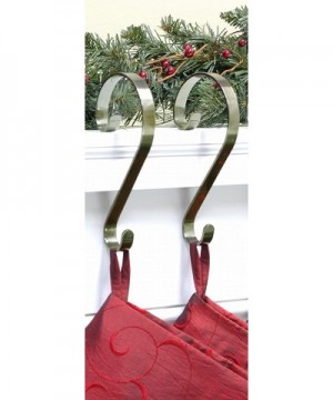 Stocking Scrolls Stocking Hanger- 2 Pack (Antique Brass) - CY115X9URVR $10.95 Stockings & Holders