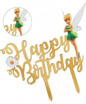 Gold Acrylic Tinkerbell Happy Birthday Cake Topper Fairy Theme Birthday Party Decoration Suppliers - CQ199X9GU7W $7.93 Cake &...
