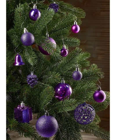 101 Pack Assorted Christmas Ball Ornaments - Shatterproof - with Green Pickle and Tree Topper - Designed in Germany - Purple ...