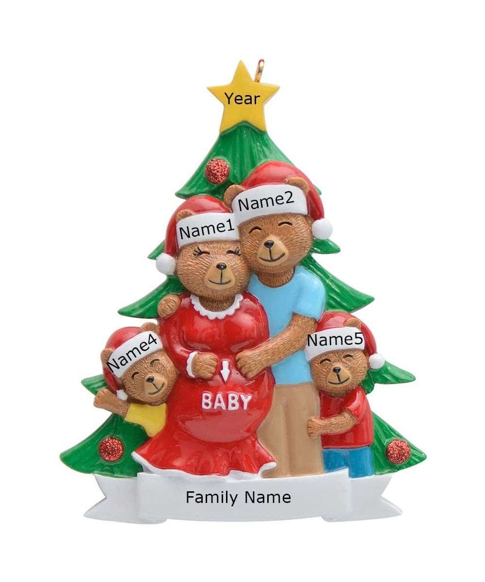 Pregnant Bear Family of 4 Personalized Ornament - Family of 4 - CI18HLRM6UZ $15.36 Ornaments