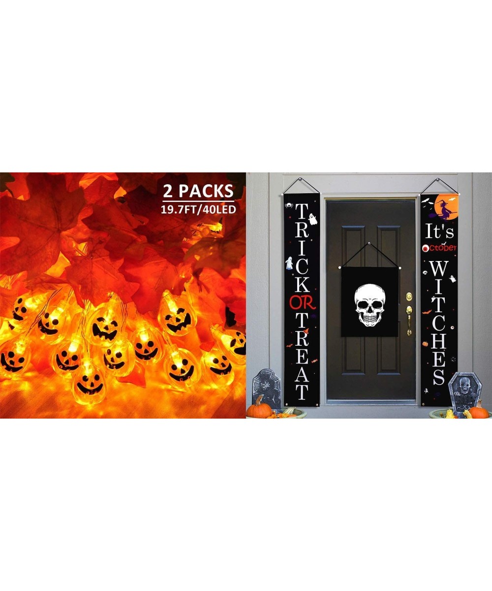 2 Pack Pumpkin Outdoor Halloween Lights & Trick or Treat Halloween Banner Set of 3 - CT19HD692YT $14.39 Outdoor String Lights