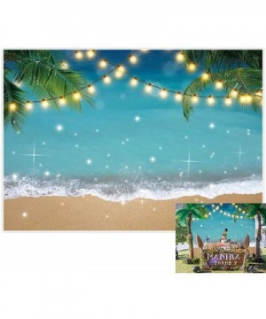 Summer Tropical Seaside Beach Backdrop Aloha Hawaiian Luau Party Photography Background Glitter Palm Lights for Kids Birthday...