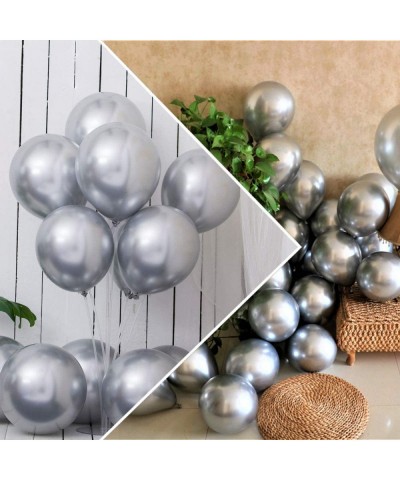 Silver Balloons Chrome Shiny Metallic Latex 12 Inch Thicken Balloons 50 Pack for Wedding Party Baby Shower Christmas Birthday...