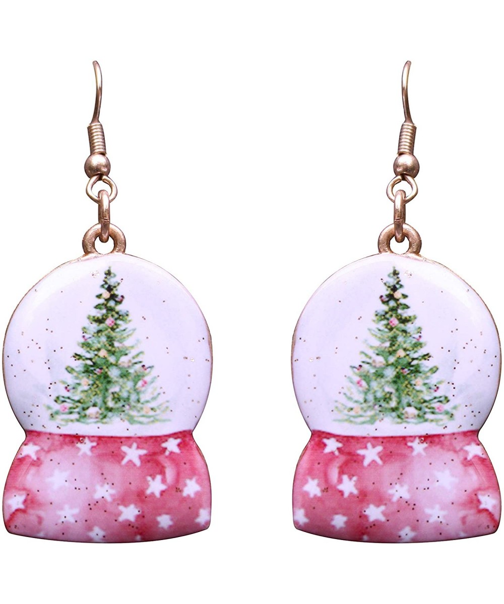 Vintage Christmas Tree Snow Globe Happy Holidays Earrings No. 1067 - CW18ZWG5O5Q $9.51 Snow Globes