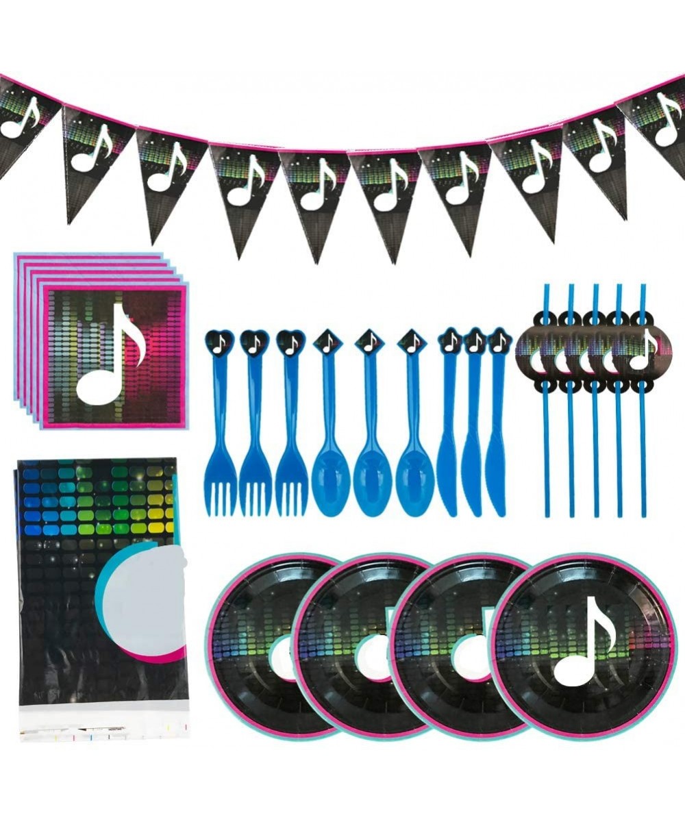 Music Video Party Supplies Set-Table Cover- Plates- Napkins- Straws- Forks- Knives- Spoons and Banner-Birthday Party Decorati...