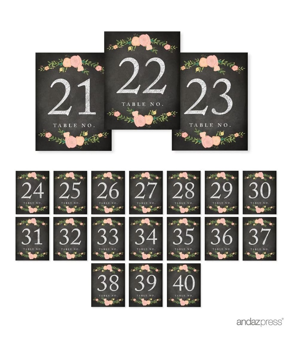 Chalkboard Floral Party Wedding Collection- Table Numbers 21-40- 1-Set- Graduation- Christmas- Holiday Party- Hanukkah Place ...