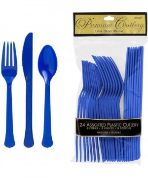 Prismatic Royal Blue Tableware Supplies for 16 Guests- Include Blue Plates- White Napkins- and Blue Utensils - Royal Blue - C...