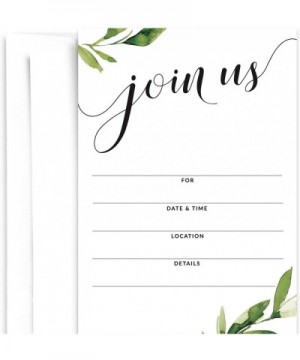 25 Party Invitations with Envelopes - Blank Paper Invites with Watercolor Greenery - Great for Weddings- Graduation- Couples ...