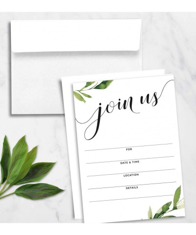 25 Party Invitations with Envelopes - Blank Paper Invites with Watercolor Greenery - Great for Weddings- Graduation- Couples ...