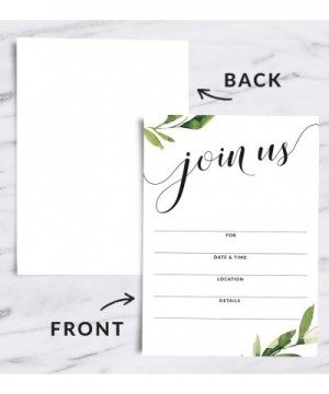 25 Party Invitations with Envelopes - Blank Paper Invites with Watercolor Greenery - Great for Weddings- Graduation- Couples ...