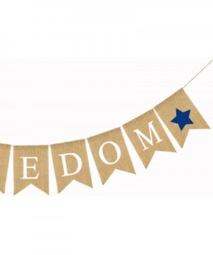 4th of July Independence Day Burlap Banner- Freedom Bunting Banners Garland Hanging Decor - CT18CWRKHIM $7.88 Banners & Garlands