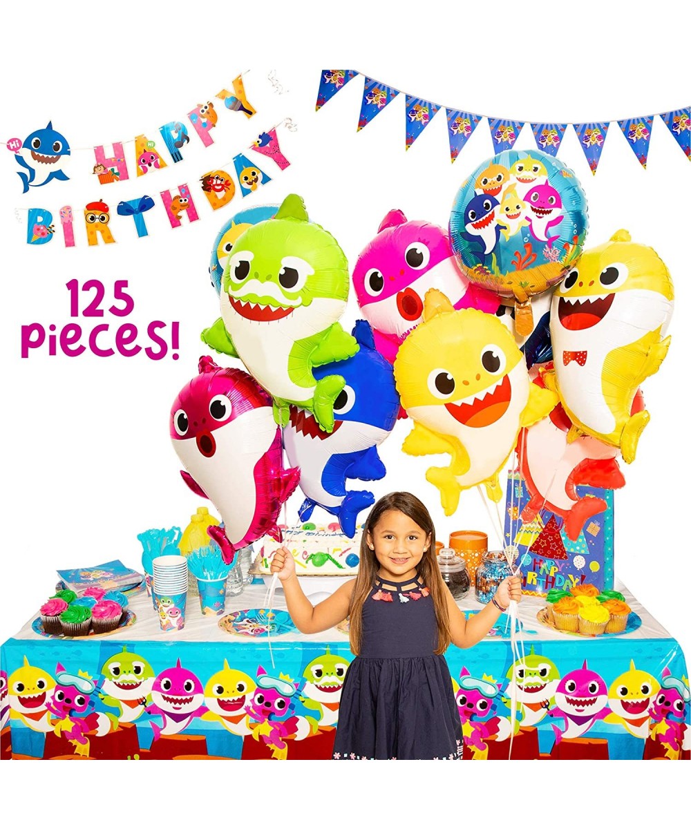 Baby Little Shark Party Supplies - 125Pc Birthday Decor Set - By - Decorations and Supplies Include Favors- Banner- Balloons-...