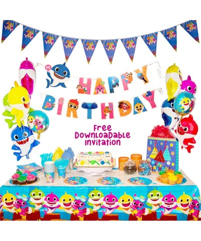 Baby Little Shark Party Supplies - 125Pc Birthday Decor Set - By - Decorations and Supplies Include Favors- Banner- Balloons-...