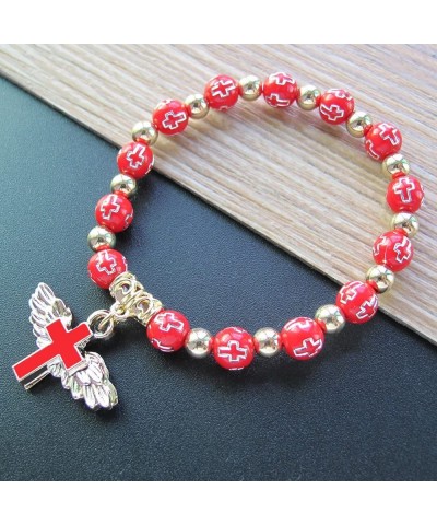 Confirmation Favors (12 Pcs) Angel Wing Cross Red Bracelet in Decorated Organza Gift Bags for Boy and Girl (Red1) - Red1 - CQ...