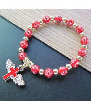 Confirmation Favors (12 Pcs) Angel Wing Cross Red Bracelet in Decorated Organza Gift Bags for Boy and Girl (Red1) - Red1 - CQ...