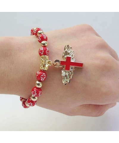 Confirmation Favors (12 Pcs) Angel Wing Cross Red Bracelet in Decorated Organza Gift Bags for Boy and Girl (Red1) - Red1 - CQ...