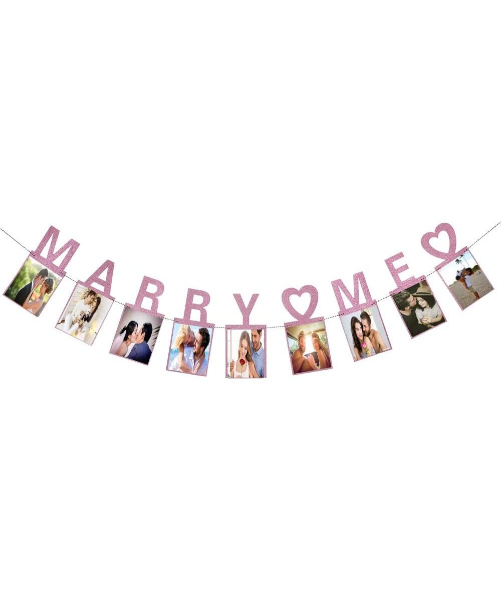 Marry Me Photo Banner Pink Foiled for Wedding Sign Bridal Shower Banner Hen Night Bunting - C718HSLYH5E $7.28 Banners & Garlands