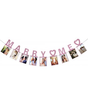 Marry Me Photo Banner Pink Foiled for Wedding Sign Bridal Shower Banner Hen Night Bunting - C718HSLYH5E $7.28 Banners & Garlands