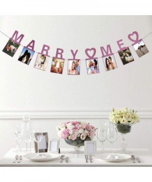 Marry Me Photo Banner Pink Foiled for Wedding Sign Bridal Shower Banner Hen Night Bunting - C718HSLYH5E $7.28 Banners & Garlands