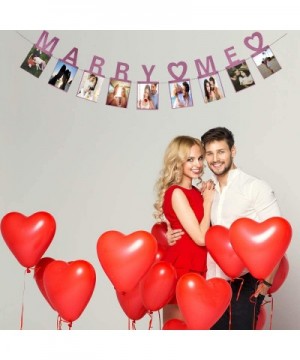 Marry Me Photo Banner Pink Foiled for Wedding Sign Bridal Shower Banner Hen Night Bunting - C718HSLYH5E $7.28 Banners & Garlands