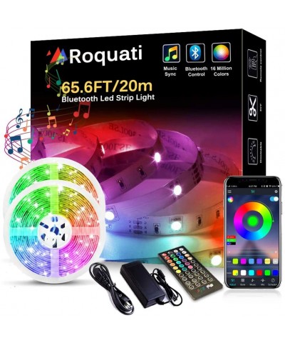 Bluetooth LED Light Strip 65.6FT/20M 5050 RGB Strip Lights Music Sync Color Changing Rope Lights Flexible Tape Light Kit with...