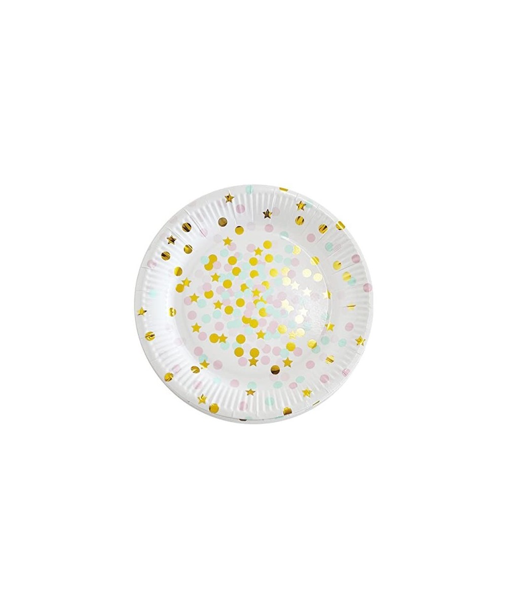 Value Pack- 24 Cupcake Toppers Picks- Various Themes (9 inch Party paper plate with Gold Foil- 10 PCS-"Stars & Sparkles Theme...