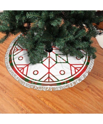 Christmas Tree Skirt 30 Inches- Macgregor Tartan Pattern Scottishcage White Tassel Edge Xmas Tree Skirt Mat for Festive Holid...