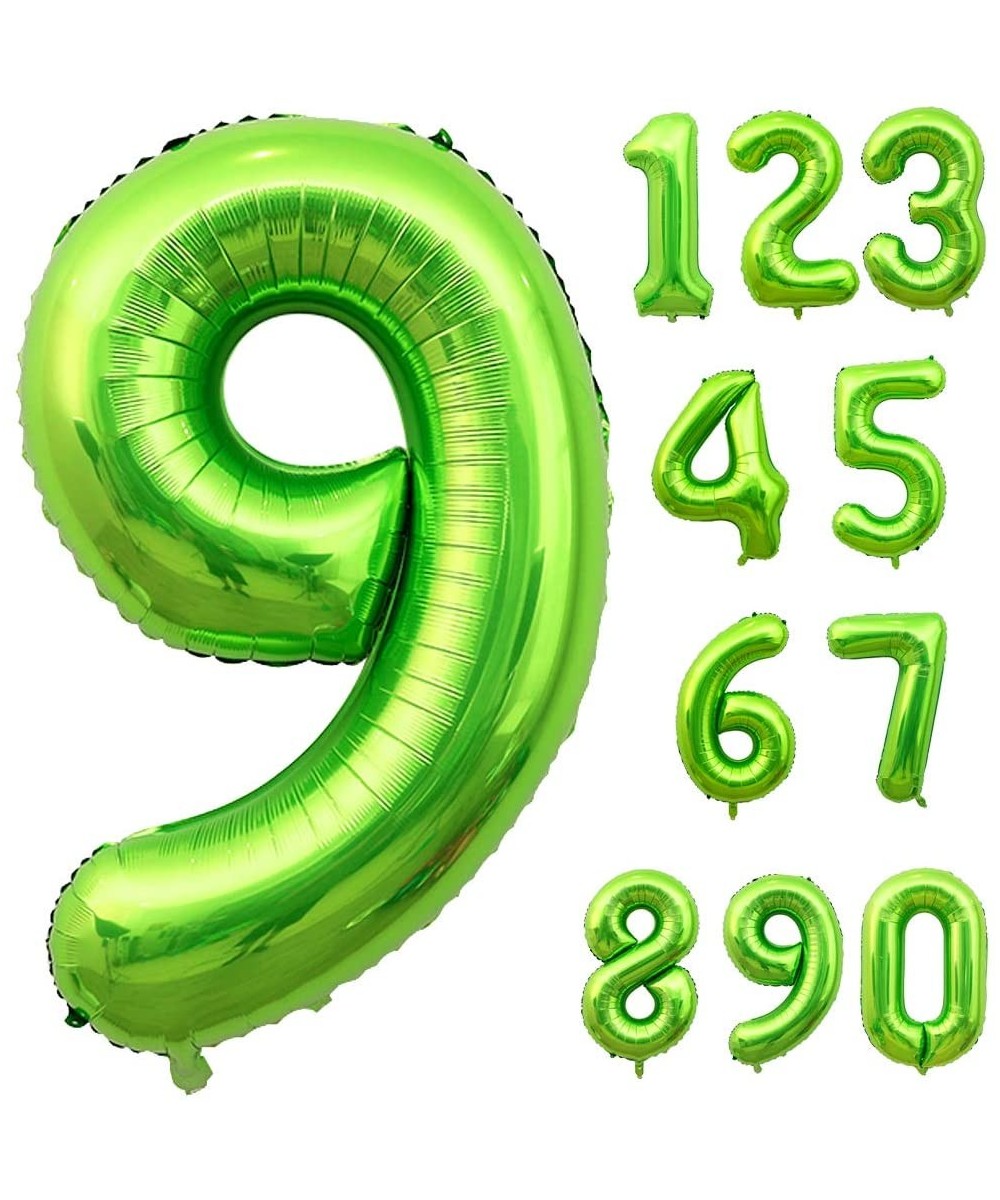 OMOSAKI 2-Pack(1+1 Spare) 40 Inch Green Number Balloons Foil Helium Large 0-9 with Straw for Birthday Party Decoration Digita...